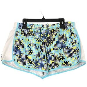 Danskin Now Workout Shorts Womens XL Athletic Running Blue Green Polka Dot Gym